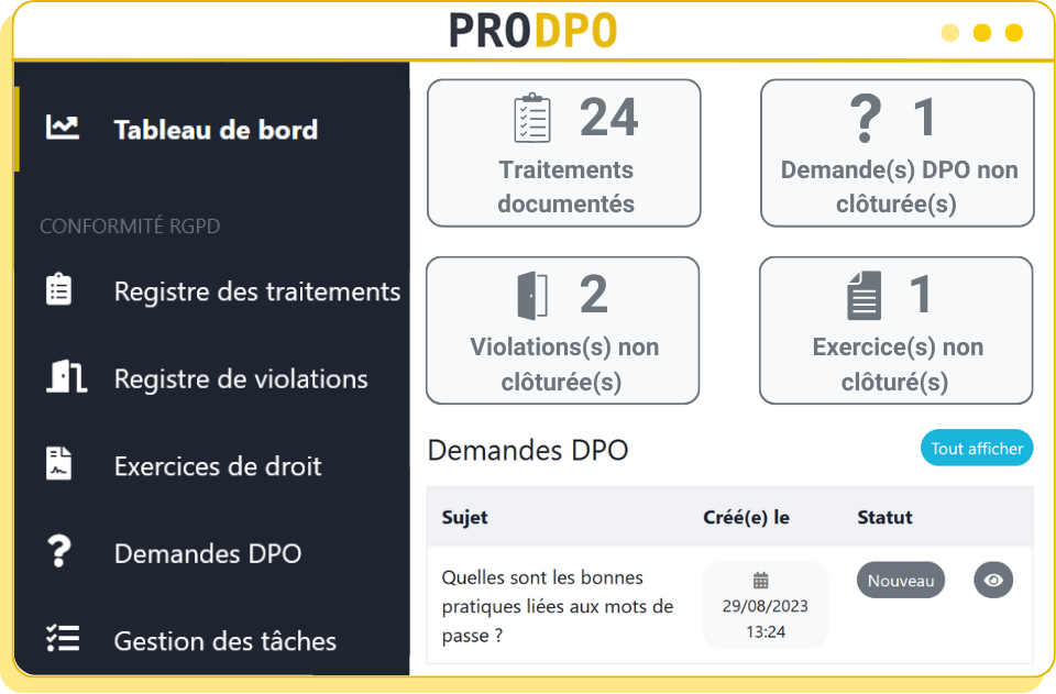 ProDPO - votre logiciel RGPD pour piloter et prouver votre conformité.